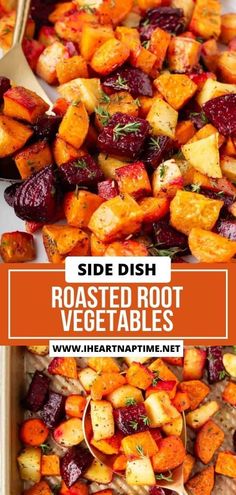 side dish roasted root vegetables with text overlay