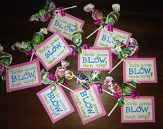 Blow them away! Cheer Treats Ideas, Dance Competition Gifts, Competition Gifts, Blow Pop, Team Snacks, Cheer Team Gifts