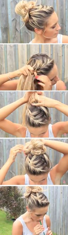 A messy bun is PERFECT for the beach, but here are a few more hairstyles you can try out this summer! Updo Casual, Makeup Idea, Hairstyles Updo, Awesome Hair, Hair Tutorials Easy, Easy Braids, Prom Hairstyles, Long Bob, Hair Cut