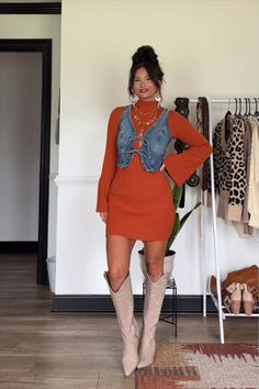 Chic Outing Rust Mock Neck Bell … curated on LTK Black Cowgirl Boots Outfit Winter, Western New Years Outfit, Western Skirt Outfits, Mock Neck Outfit, Western Birthday Outfit, Country Concert Outfit Winter, Western Winter Outfits, Country Girl Style Outfits, Western Fall Outfits