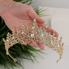 Bridal Tiara Gold Crown Crystal Tiara Princess Hair Piece Gold Wedding Tiara Wedding Crown Crystal Bridal Headband Crystal Headpiece - Etsy Princess Wedding Tiara, Wedding Tiara Gold, Wedding Crown Gold, Quince Tiaras Gold, Crown For Wedding Brides, Quince Crowns Gold, Quinceañera Crowns, Sweet 16 Crown, Gold Princess Dress