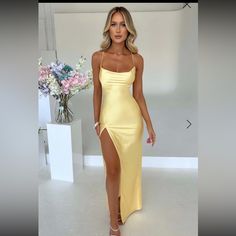 Brand New Dress With Tags Yellow Prom Dresses Tight, Prom Dress Inspo, Prom Dresses Yellow, Maxi Dress Sale, Prom Dress Inspiration, Cute Prom Dresses, Pretty Prom Dresses, Prom Outfits, Grad Dresses