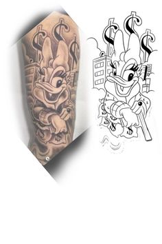 a tattoo with an image of a cartoon character on it