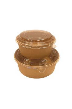 three brown plastic containers stacked on top of each other