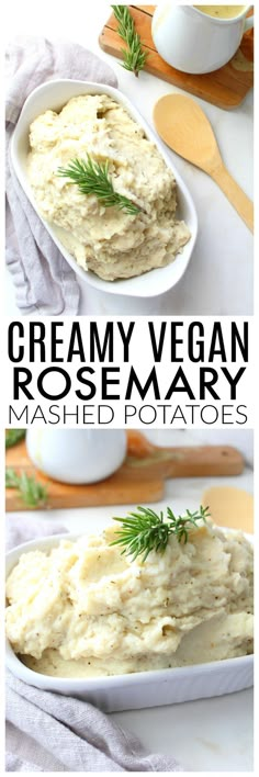 creamy vegan rosemary mashed potatoes are the perfect side dish for any holiday dinner