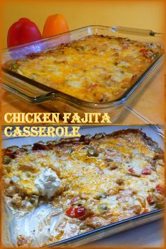 chicken fajita casserole with cheese and tomatoes