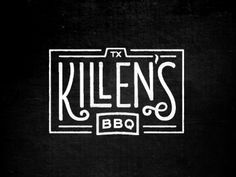 a black and white photo with the words killns bbq written in white on it