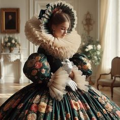 Beautiful woman in an elaborate gown. #woman #gown #ballgown #ruffles #lace #modest #standupcollar #historical #historicalfashion #historicalgown #historicaldress #historicalcostume #crinoline #crinolinedress #fashion #feminine #beautiful #beauty #ai Female Mask