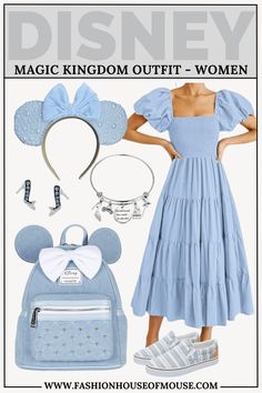 Disney Outfits Women Will Love – Magic Kingdom - Fashion House of Mouse Disney Theme Outfits Women, Disney Trip Planner, Florida Fits, Cinderella Disneybound, Disneyworld Outfits, Disney Vacation Outfits, Magic Kingdom Outfit, Cinderella Outfit