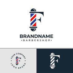 a barber shop logo with the name brand name