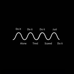 the sound wave is shown in white on a black background with words that read do it, do it, don't just