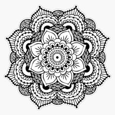 an intricate black and white flower sticker