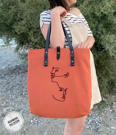 shoulder bag , hand embroidered tote bag , bags , gift for her Embroidered Tote Bag, Embroidered Tote, Art Line