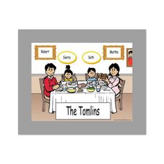 an image of people sitting at a table with the words the tommys on it