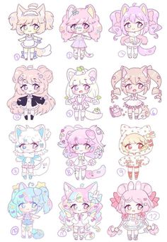 Chibi Girl Drawings, Cat Kawaii, Chibi Anime Kawaii, Cute Anime Chibi, Kawaii Stickers