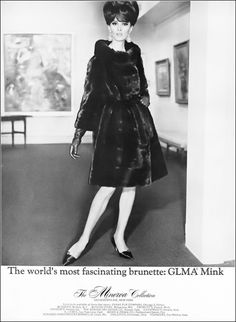 Wilhelmina in a GLMA mink coat from the Minerva Collection. Harper's Bazaar, October 1965. Mink Coat, September 1, Harper's Bazaar, Harpers Bazaar, Leather Gloves, Vintage Leather, Leather Skirt, Vogue