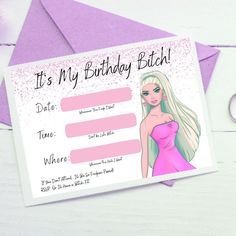 a birthday card with a barbie doll on it