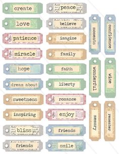 Tags For Journals, Free Printable Junk Journal Kits, Printable Words For Scrapbooking, Free Junk Journal Vintage Printables, Free Printable Scrapbook Paper, Small Scrapbook, Junk Journal Embellishments, Journaling Tags, Journal Labels