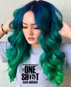 Christmas Hair Dye, Green Hair Ombre, Purple And Green Hair, Color Melting Hair, Neon Green Hair, Lavender Hair Colors, Yellow Hair Color, Vivid Hair, Blue Ombre Hair