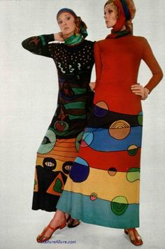 Louis Feraud, 1970. Another designer inspired by the Pop Art of the period. Fashion Pop Art, 60s Vintage Fashion, Louis Feraud