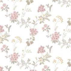 a floral wallpaper with pink and yellow flowers