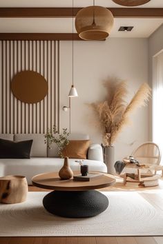 Japandi round shape wooden coffee table Bloxburg Hallway, Colour Hallway, Interior Design Per La Casa