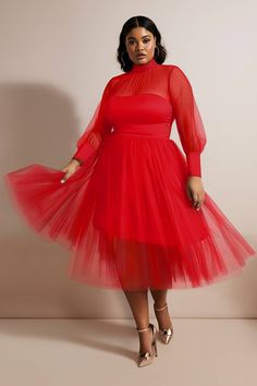 Xpluswear Design Plus Size Party Midi Dresses Elegant Black Fall Winter Mock Neck Tulle Long Sleeve See Through Mesh Midi Dresses [Pre-Order] Winter Tea Party Outfit, Plus Size Red Tulle Skirt, Red Plus Size Dress, Sheer Black Dress Plus, Plus Size Black Turtleneck Dress, Sheer Black Dress Plus Size, Plus Size Wedding Outfits, Plus Size Holiday Dresses, Plus Size Red Dress