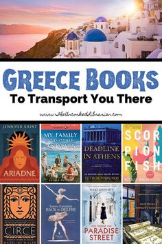 the cover of greek books to transport you there, with text overlaying it