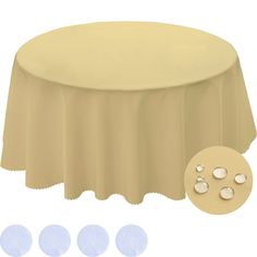 a round table with four white circles around it