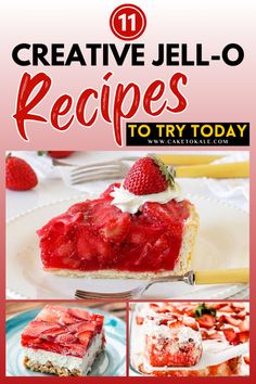 the cover of creative jello recipe book with pictures of strawberrys and other desserts