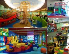 children's indoor play area with slides and toys