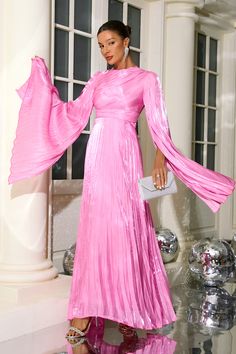 Radiate elegance in Veda Pleated Long Sleeve Maxi Dress, exuding sophistication and timeless allure. Crafted with delicate precision to elevate your style, ideal for upscale gatherings and special occasions. Size(cm)/(inch) S M L Bust 84 88 92 32.76 34.32 35.88 Waist 64 68 72 24.96 26.52 28.08 Hips 90 94 98 35.1 36.66 38.22 Material: Polyester *The above data is for flat dimensions, and the high elastic fabric can be stretched. *The above data is for reference only, please choose based on your u Feminine A-line Dress For Formal Occasions, Glamorous Evening A-line Gown, Formal Evening A-line Gown, Formal Long Sleeve Midi Dress For Gala, Long Sleeve Midi Dress For Formal Gala, Long Sleeve Dressy Dresses For Gala, Elegant A-line Gala Gown, Glamorous A-line Cocktail Gown, A-line Dress For Formal Gala Occasion