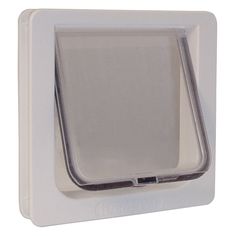 an image of a cat flap door on the side of a white wall mounted device