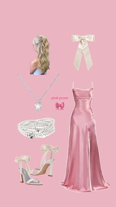 pink prom dress, prom, prom dress, pearls, satin prom dress, bow heals, white bows, silver jewelry Prom Dress Pearls, 18th Birthday Outfit, Prom Dresses Pink, Pink Pearls, Dress Bow, Pink Prom Dress, Pink Prom, Dresses Pink, Pink Prom Dresses