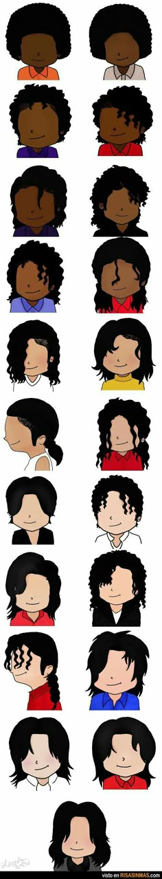 an image of different people with different hair styles and colors on their faces, all in different