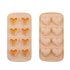 heart shaped chocolate molds in the shape of an ice tray and on top of each other