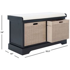 Safavieh Landers Coastal Black Storage Bench with Storage 32.25-in x 15-in x 19-in BCH5702B at Lowes.com Basket Drawers, Cushion Storage, Room Color Schemes, Contemporary Farmhouse, Stylish Storage Solutions, Dining Room Inspiration, Farmhouse Charm