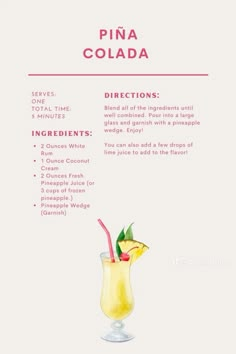 a recipe for pina colada