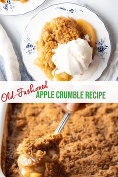 an apple crumble recipe with ice cream on top