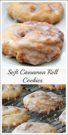 cinnamon roll cookies are cooling on a rack