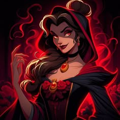 the evil queen from disney's beauty and the beast is shown in this illustration