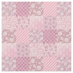 a pink and white checkerboard pattern with flowers on the side, as well as stripes