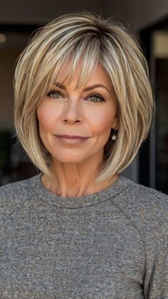 #blondehaircut #hairinspo #blondelife #hairgoals #blondebeauty #hairtrends #blondebombshell #haircutideas #blondelove #hairtransformation #blondehairdontcare #hairfashion #blondehairinspiration #haircutinspo #blondehairlove Short Hairstyle Women 50 Plus, Feathered Short Hairstyles, Shoulder Length Hairstyles For Thick Hair, Modern Pixie Haircut Over 50, Bob Hairstyles Shoulder Length, Pixie Haircut Over 50, Medium Hairstyle Women, Haircut Over 50, Short Haircut With Bangs