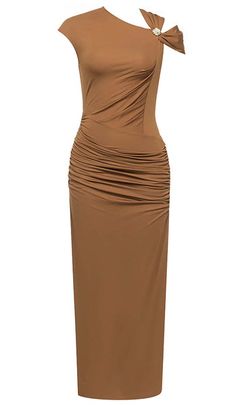 This ruched satin midi dress in brown will have her turning heads at any event! Classy and gorgeous. this dress features a flattering fit with a beautiful ruched waistband. Made from high... Satin Corset Dress, Plunge Mini Dress, Corset Midi Dress, Corset Style Tops, Satin Corset, Satin Midi Dress, Stretch Satin, Corset Style, Plus Dresses