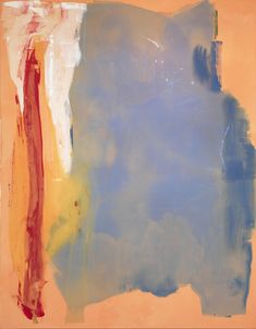 an abstract painting with blue, yellow and red colors