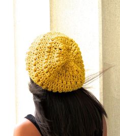 Tam Hat, Hippie Hat, Crochet Slouchy Hat, Oversized Hat, Slouchy Hat, Bad Hair Day, Bronx, Knitted Hats, Mustard