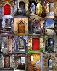 a collage of different doors and windows