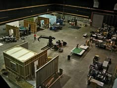 an overhead view of the inside of a factory