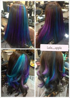 Turquoise And Purple Hair, Under Hair Color, Kids Hair Color, Eva Hair, Old Hairstyles, Turquoise Hair, Kid Hair, Dye Ideas, Hair Streaks