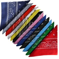 a bunch of different colored bandannas on top of each other